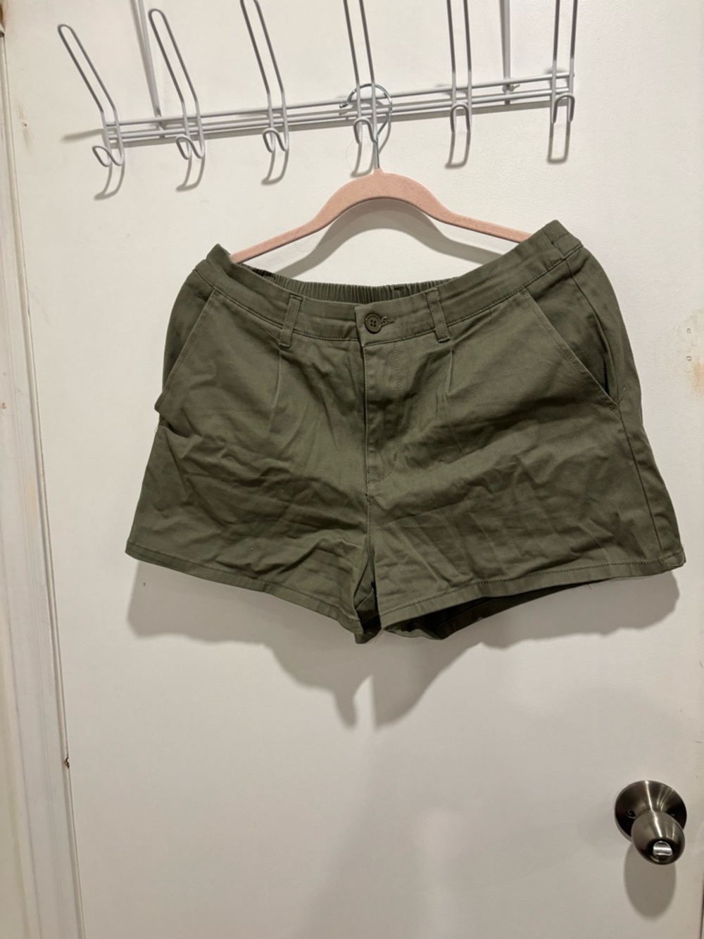 Ambiance Olive Green Casual Womens Shorts